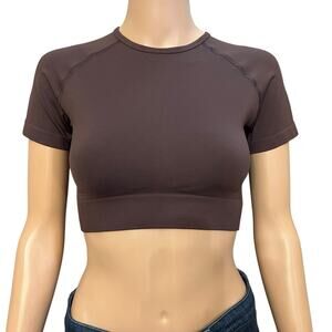 Aybl Empower Seamless Crop Top Medium Cocoa Brown Short Sleeve Activewear Fitted